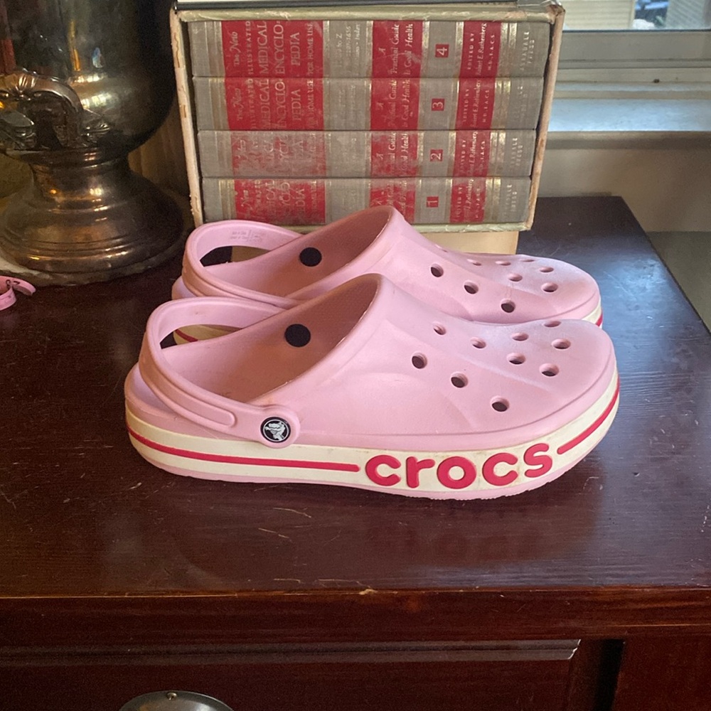 Crocs Unisex Bayaband Clog W 12 M 10 Ballerina Pink Logo Lightweight Non Slip